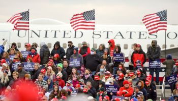 President Donald Trump Holds Campaign Rally At Reading Pennsylvania Airport