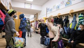 Pupils of 2nd and 3rd grades of Orehek primary school arrive...