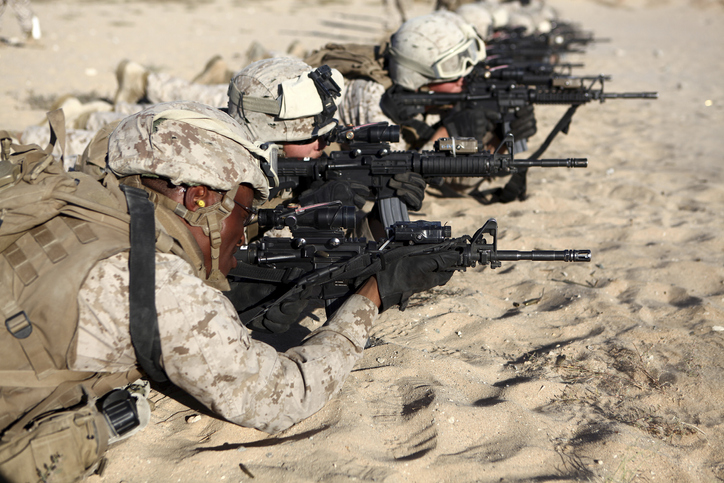U.S. Marines train in combat marksmanship during Enhanced Mojave Viper.