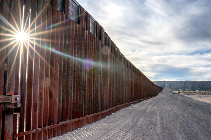 The United States Mexico International Border Wall between Sunland Park New Mexico and Puerto Anapra, Chihuahua Mexico
