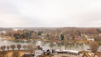 Aerial Views of the Lakeside Town of Mooresville, North Carolina, Just North of Charlotte, NC