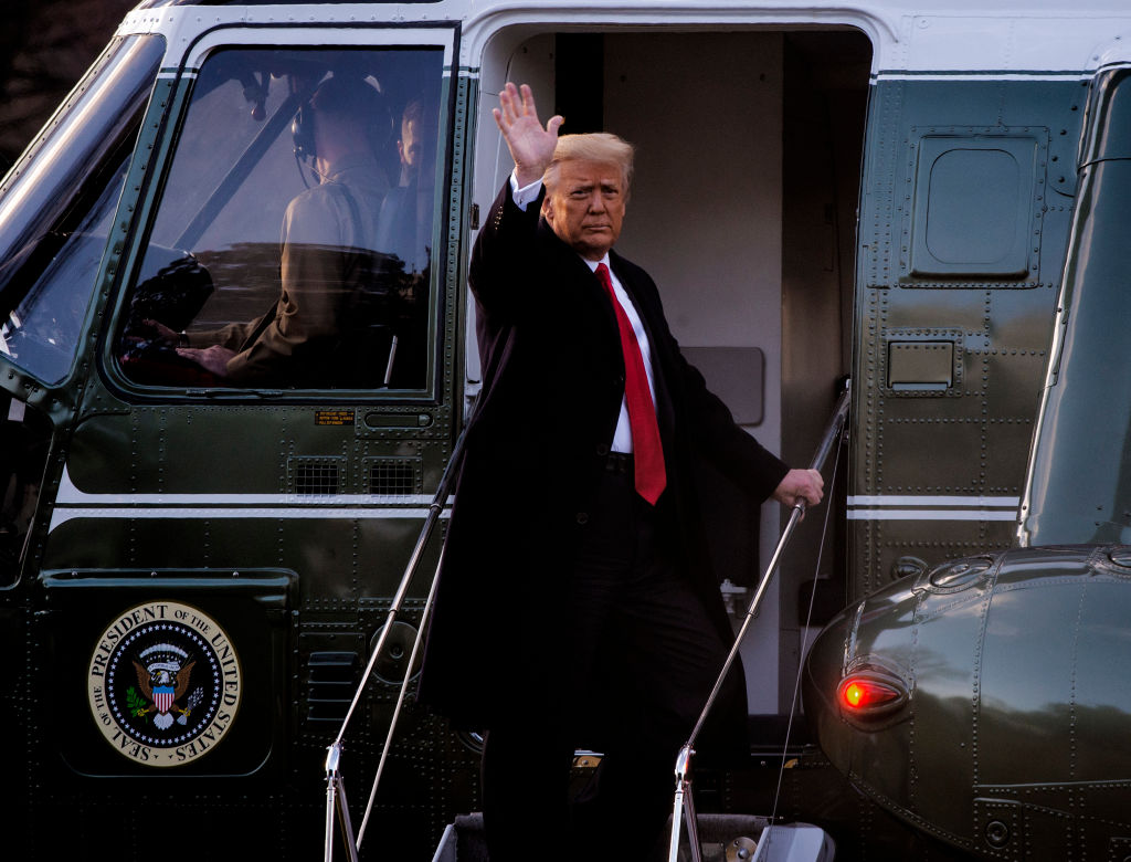 President Donald Trump departs the White House for the last time, on January 20 in Washington, DC.