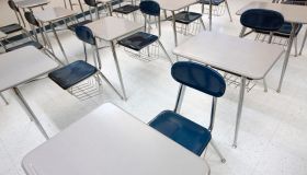 Desks in a Classroom