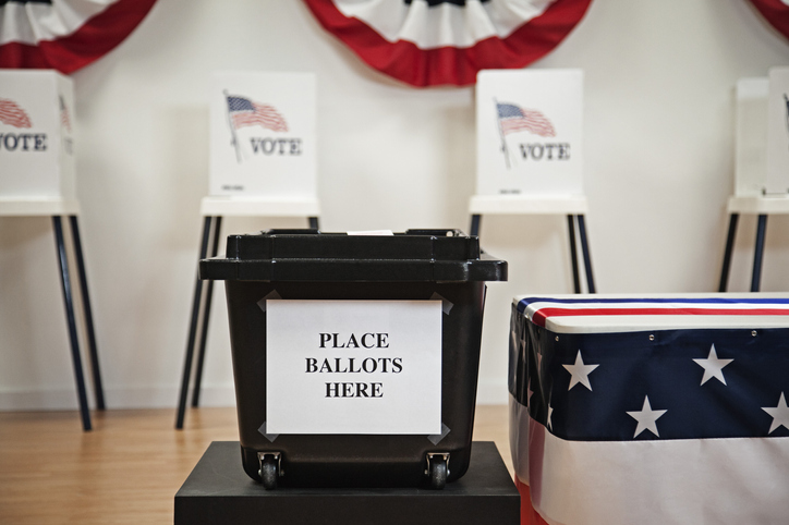 Ballot box in polling place