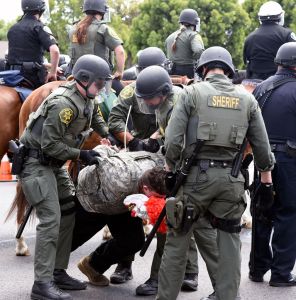 Law Enforcement Controls Protesters and Supporters in Anaheim (CA)