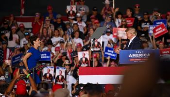 Former President Donald Trump Speaks At A Save America Event In Mesa Arizona