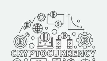 Cryptocurrency round outline illustration. Vector virtual money concept symbol