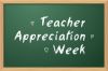 Teacher Appreciation Week written on school blackboard, green school chalkboard, vector illustration