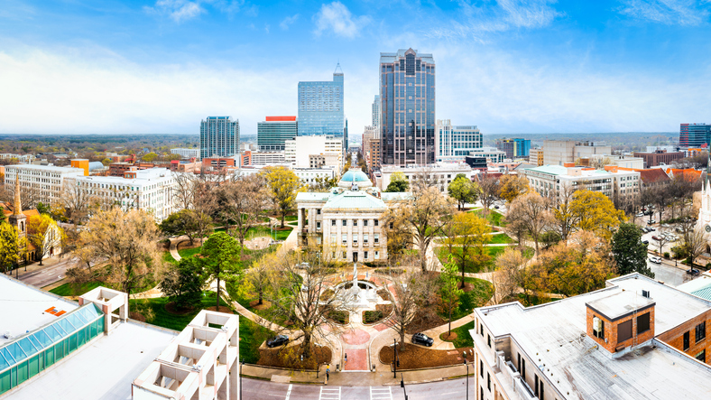 North Carolina State Capitol and Raleigh skyline