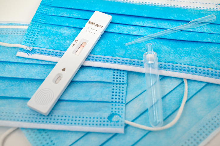 Negative test for Covid19 over face protective masks