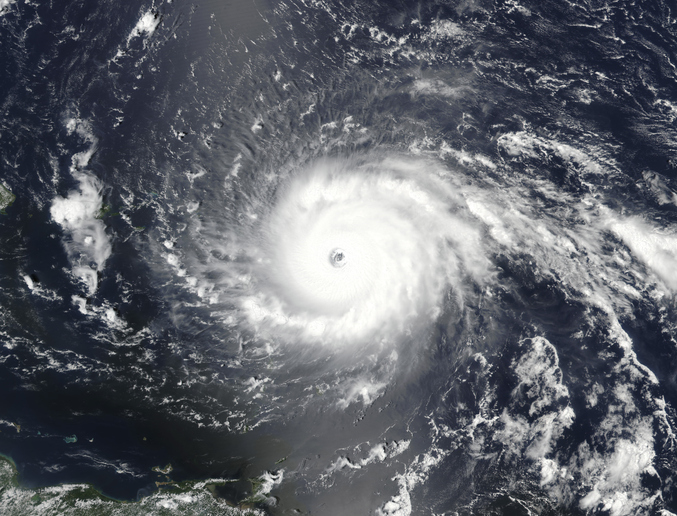 Satellite view of Hurricane Irma approaching the Leeward Islands.