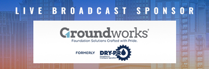 Live broadcast sponsor banner for Groundworks, a foundation solutions company.