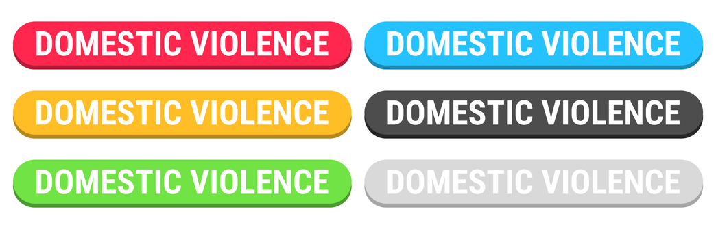 Domestic Violence - Colorful 3D click web buttons on blank background